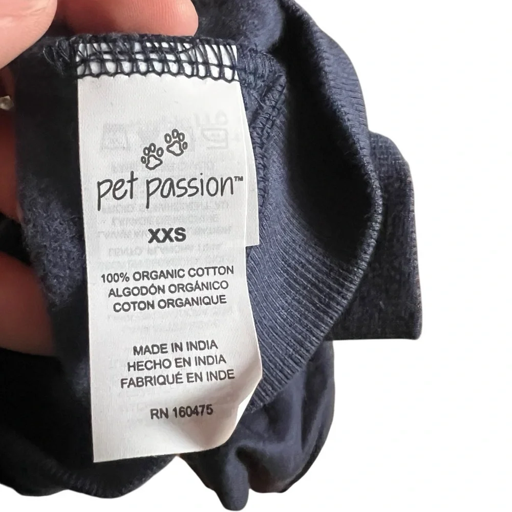 PetPassion Rocky Comfy Dog Hoodie Navy Blue XXS Organic Cotton 9